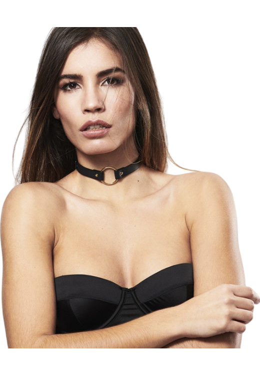 Περιλαίμιο από δερματίνη σε μαύρο χρώμα