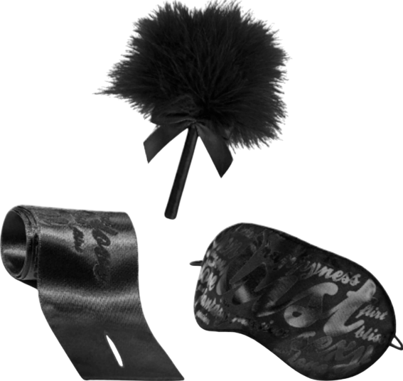 Γυαλιστερό sex toy kit σε μαύρο χρώμα