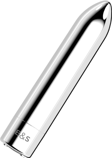 Μίνι δονητής από abs σε ασημί χρώμα, μήκους 7 εκ. και μέγιστης διαμέτρου 1,8 εκ.