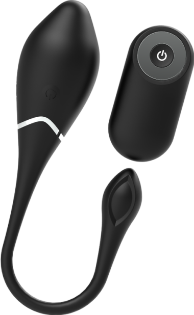 Τηλεχειριζόμενο αυγό από σιλικόνη σε μαύρο χρώμα, μήκους 17 εκ. και μέγιστης διαμέτρου 3,4 εκ. με τηλεχειριζόμενο χειρισμό