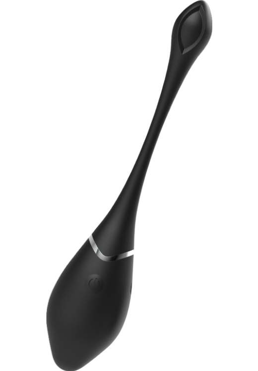 Τηλεχειριζόμενο αυγό από σιλικόνη σε μαύρο χρώμα, μήκους 17 εκ. και μέγιστης διαμέτρου 3,4 εκ. με τηλεχειριζόμενο χειρισμό