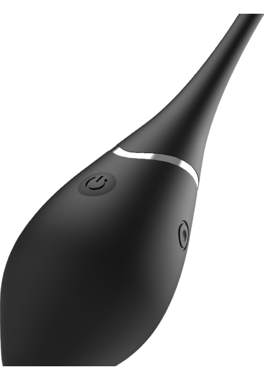 Τηλεχειριζόμενο αυγό από σιλικόνη σε μαύρο χρώμα, μήκους 17 εκ. και μέγιστης διαμέτρου 3,4 εκ. με τηλεχειριζόμενο χειρισμό