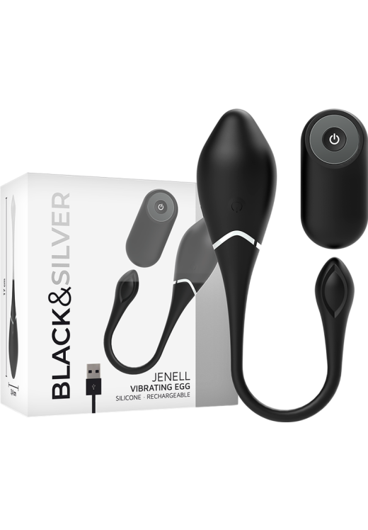 Τηλεχειριζόμενο αυγό από σιλικόνη σε μαύρο χρώμα, μήκους 17 εκ. και μέγιστης διαμέτρου 3,4 εκ. με τηλεχειριζόμενο χειρισμό