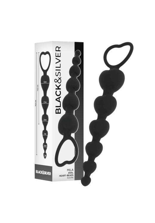 Πρωκτικές μπίλιες από σιλικόνη σε μαύρο χρώμα, μήκους 16,2 εκ. και μέγιστης διαμέτρου 3,2 εκ.