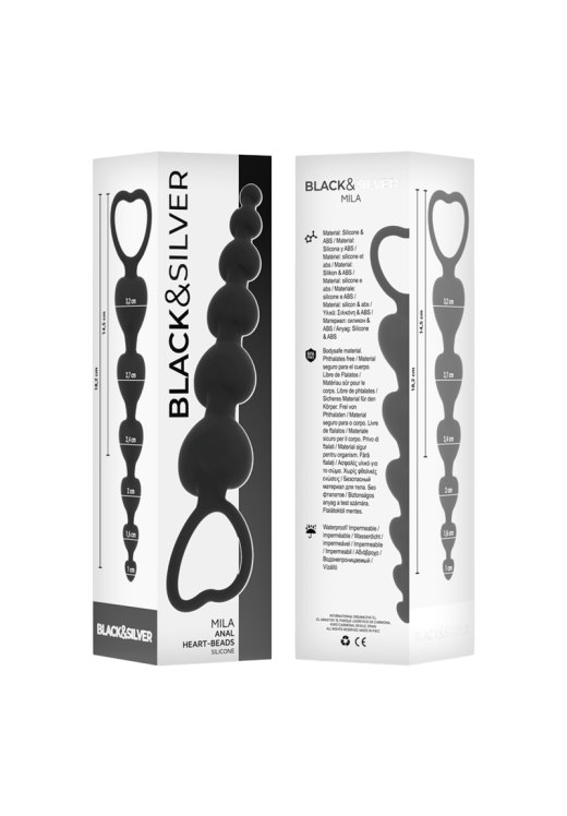 Πρωκτικές μπίλιες από σιλικόνη σε μαύρο χρώμα, μήκους 16,2 εκ. και μέγιστης διαμέτρου 3,2 εκ.