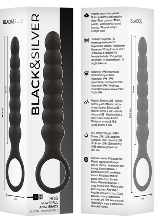 Δονούμενη σφήνα από σιλικόνη σε μαύρο χρώμα, μήκους 16 εκ. και μέγιστης διαμέτρου 4 εκ.