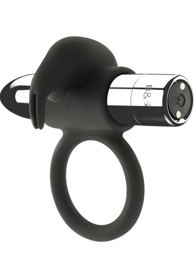 &- Burton Rechargeable Ring 10 Vibration Modes Δονούμενο δαχτυλίδι από σιλικόνη σε μαύρο χρώμα