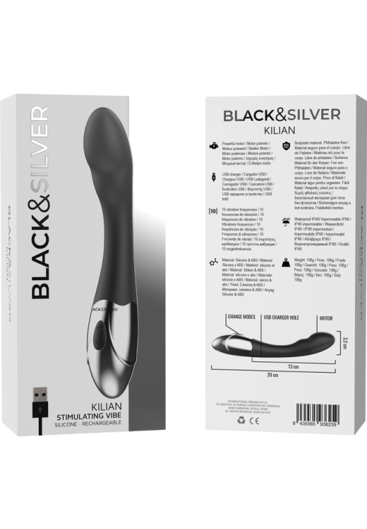 Δονητής σημείου g από σιλικόνη σε μαύρο χρώμα, μήκους 20 εκ. και μέγιστης διαμέτρου 3,2 εκ.