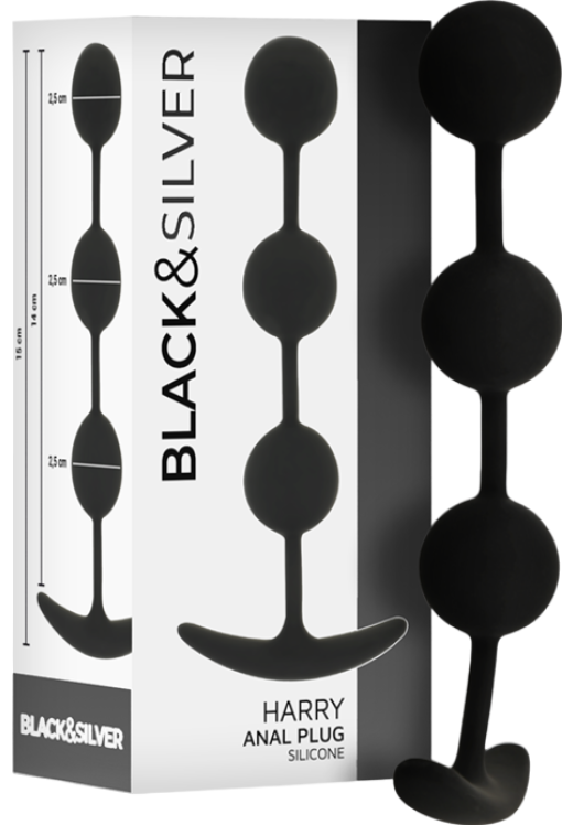 Πρωκτικές μπίλιες από σιλικόνη σε μαύρο χρώμα, μήκους 14 εκ. και μέγιστης διαμέτρου 2,5 εκ.