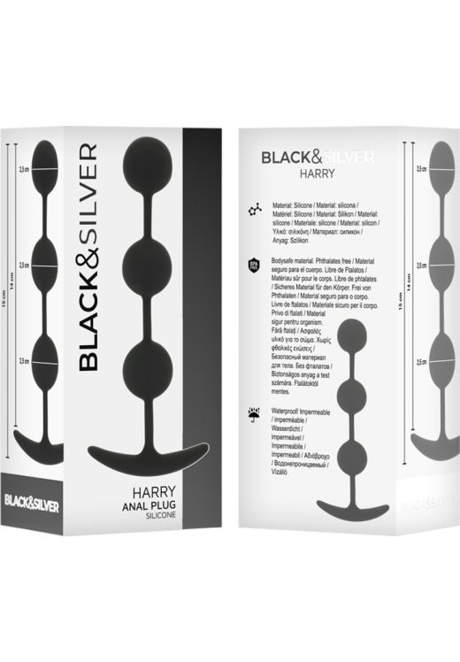 Πρωκτικές μπίλιες από σιλικόνη σε μαύρο χρώμα, μήκους 14 εκ. και μέγιστης διαμέτρου 2,5 εκ.