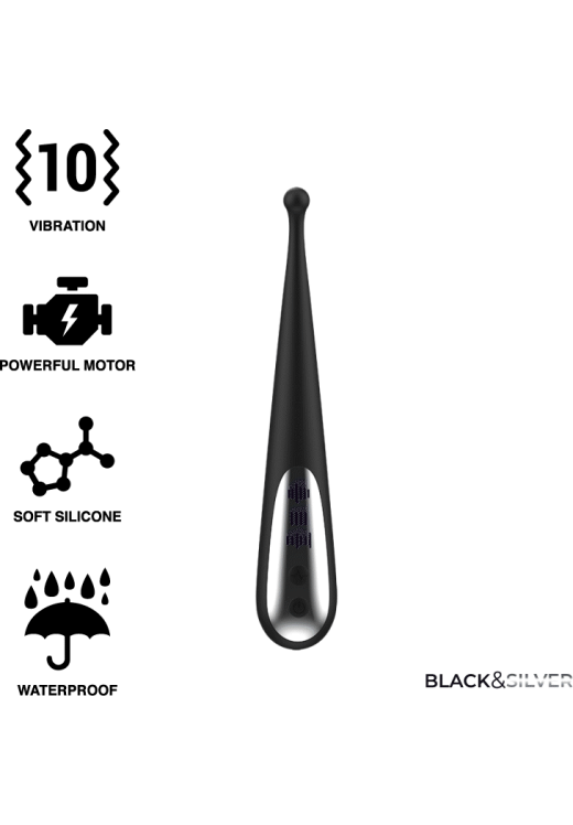 Layon δονητής από σιλικόνη σε μαύρο χρώμα, μήκους 19 εκ.