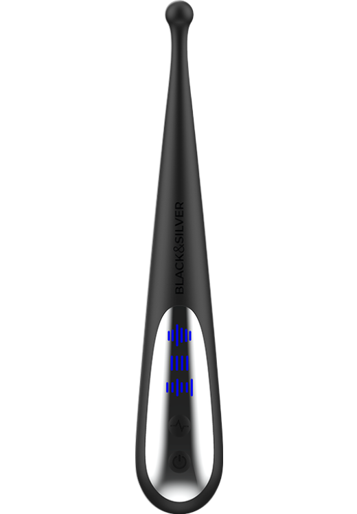 Layon δονητής από σιλικόνη σε μαύρο χρώμα, μήκους 19 εκ.