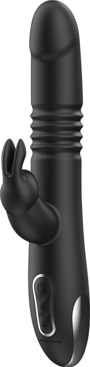 Rabbit δονητής από σιλικόνη σε μαύρο χρώμα, μήκους 24,5 εκ. και μέγιστης διαμέτρου 3,5 εκ.