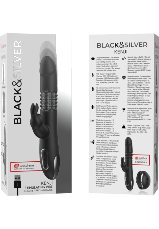 Rabbit δονητής από σιλικόνη σε μαύρο χρώμα, μήκους 24,5 εκ. και μέγιστης διαμέτρου 3,5 εκ.