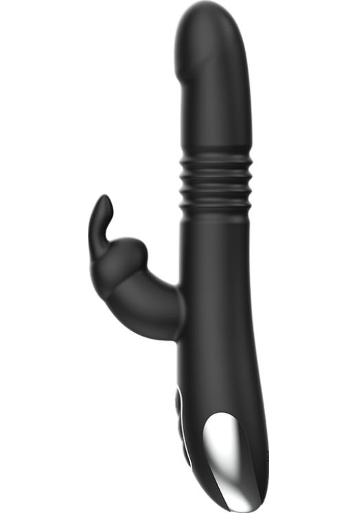 Rabbit δονητής από σιλικόνη σε μαύρο χρώμα, μήκους 24,5 εκ. και μέγιστης διαμέτρου 3,5 εκ.