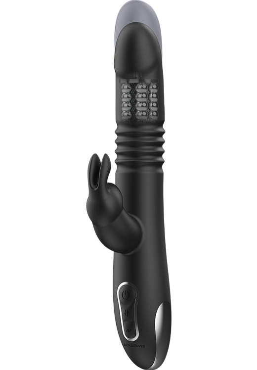 Rabbit δονητής από σιλικόνη σε μαύρο χρώμα, μήκους 24,5 εκ. και μέγιστης διαμέτρου 3,5 εκ.