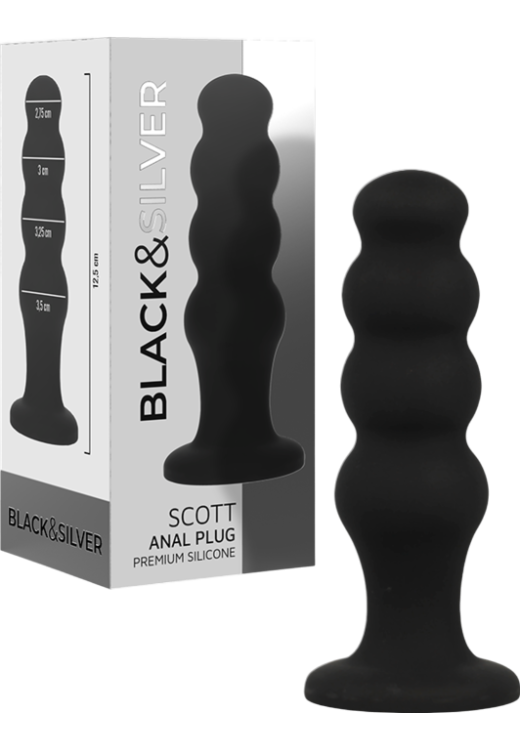 Πρωκτική σφήνα από σιλικόνη σε μαύρο χρώμα, μήκους 12,5 εκ. και μέγιστης διαμέτρου 3,5 εκ.