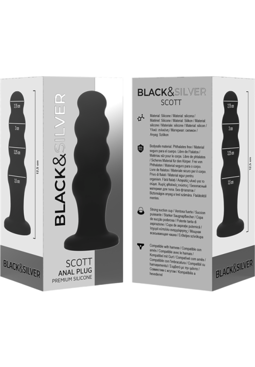 Πρωκτική σφήνα από σιλικόνη σε μαύρο χρώμα, μήκους 12,5 εκ. και μέγιστης διαμέτρου 3,5 εκ.