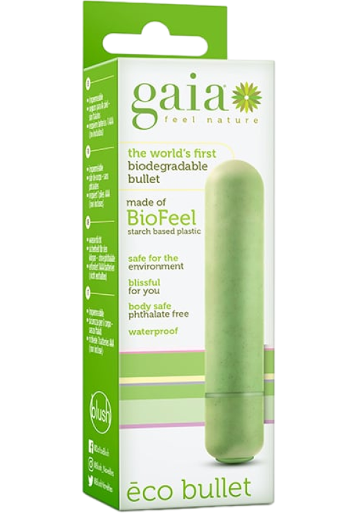 Μίνι δονητής από pla σε πράσινο χρώμα, μήκους 8,8 εκ. και μέγιστης διαμέτρου 1,9 εκ.