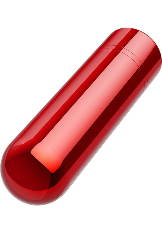 Μίνι δονητής από abs σε κόκκινο χρώμα, μήκους 6,3 εκ. και μέγιστης διαμέτρου 1,8 εκ.