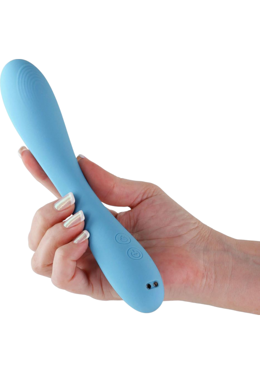 Κλασσικός δονητής από σιλικόνη σε μπλέ χρώμα, μήκους 20,1 εκ. και μέγιστης διαμέτρου 3,5 εκ.