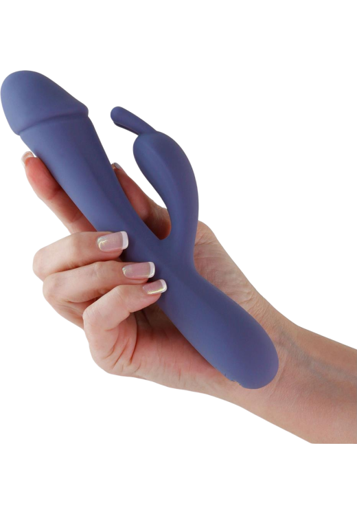 Rabbit δονητής από σιλικόνη σε μπλέ χρώμα, μήκους 20 εκ. και μέγιστης διαμέτρου 3,5 εκ.