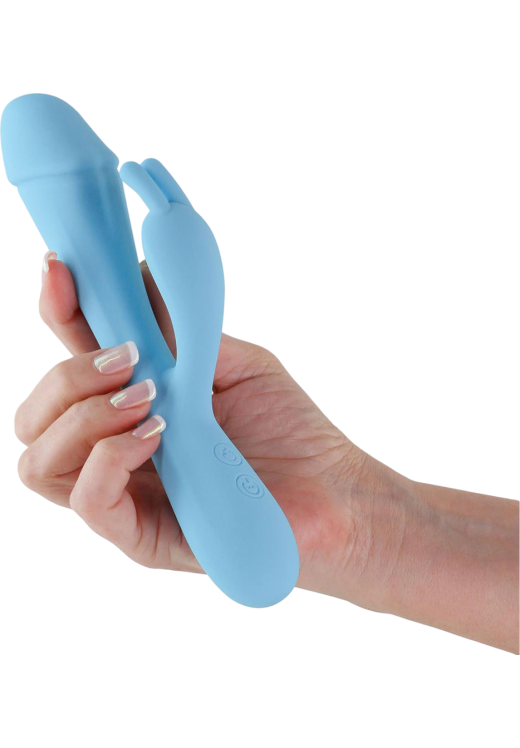 Rabbit δονητής από σιλικόνη σε μπλέ χρώμα, μήκους 20 εκ. και μέγιστης διαμέτρου 3,5 εκ.