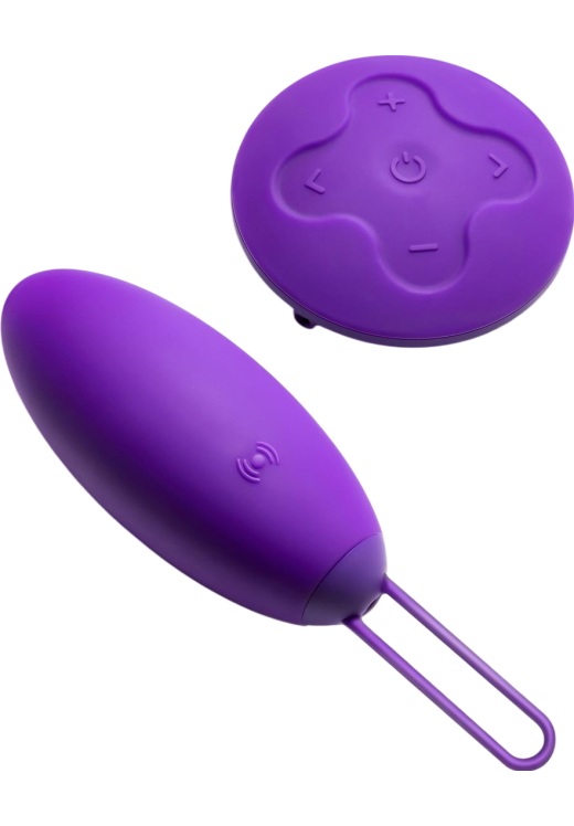 Τηλεχειριζόμενο αυγό από σιλικόνη σε μοβ χρώμα, μήκους 11,5 εκ. και μέγιστης διαμέτρου 3,3 εκ. με τηλεχειριζόμενο χειρισμό