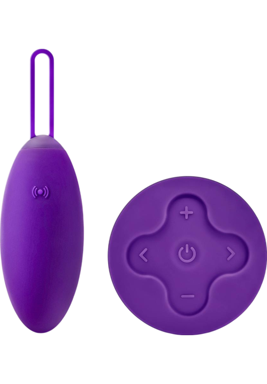 Τηλεχειριζόμενο αυγό από σιλικόνη σε μοβ χρώμα, μήκους 11,5 εκ. και μέγιστης διαμέτρου 3,3 εκ. με τηλεχειριζόμενο χειρισμό