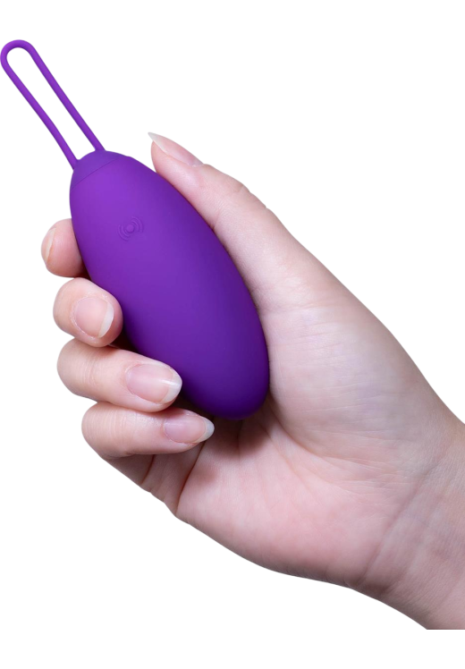 Τηλεχειριζόμενο αυγό από σιλικόνη σε μοβ χρώμα, μήκους 11,5 εκ. και μέγιστης διαμέτρου 3,3 εκ. με τηλεχειριζόμενο χειρισμό