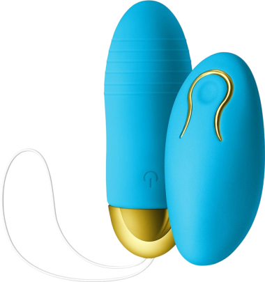 Τηλεχειριζόμενο αυγό από σιλικόνη σε μπλέ χρώμα, μήκους 8,4 εκ. και μέγιστης διαμέτρου 3 εκ.