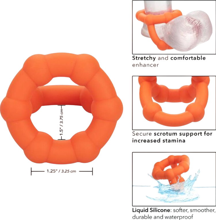 Διπλό δαχτυλίδι πέους από σιλικόνη σε πορτοκαλί χρώμα