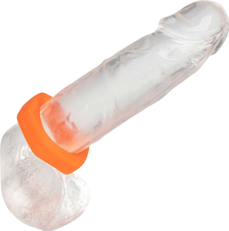 Δονούμενο δαχτυλίδι πέους από σιλικόνη σε πορτοκαλί χρώμα, μέγιστης διαμέτρου 2 εκ.