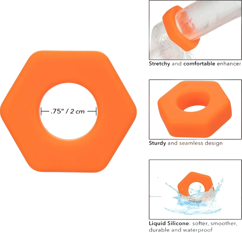 Δονούμενο δαχτυλίδι πέους από σιλικόνη σε πορτοκαλί χρώμα, μέγιστης διαμέτρου 2 εκ.