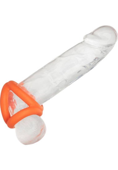 California Exotics Alpha Tri-ring Δονούμενο δαχτυλίδι πέους από σιλικόνη σε πορτοκαλί χρώμα, μέγιστης διαμέτρου 3,75 εκ.
