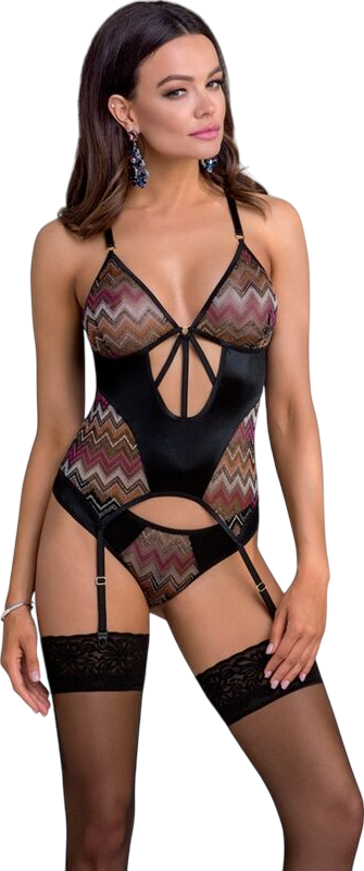 Κορσές με ραντάκια από απαλό ύφασμα σε μαύρο χρώμα