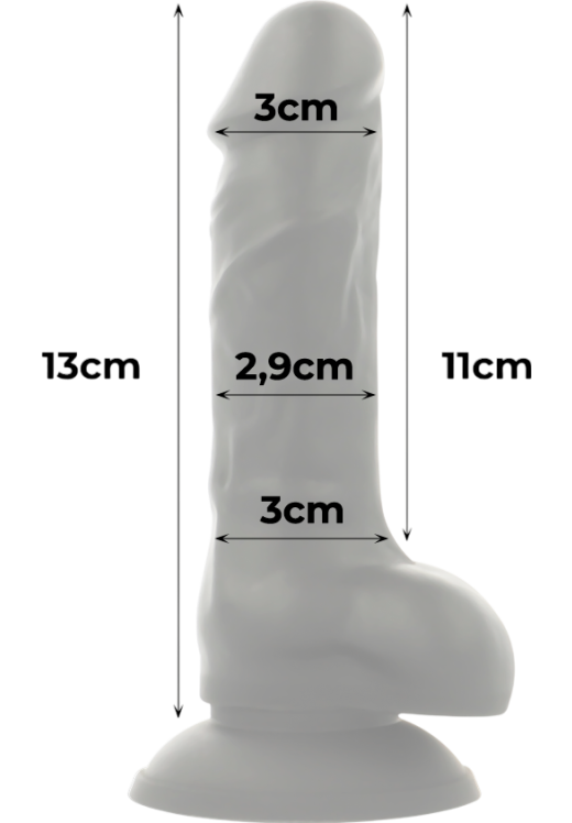 Ομοίωμα πέους από σιλικόνη σε μαύρο χρώμα, μήκους 13 εκ. και μέγιστης διαμέτρου 3 εκ.