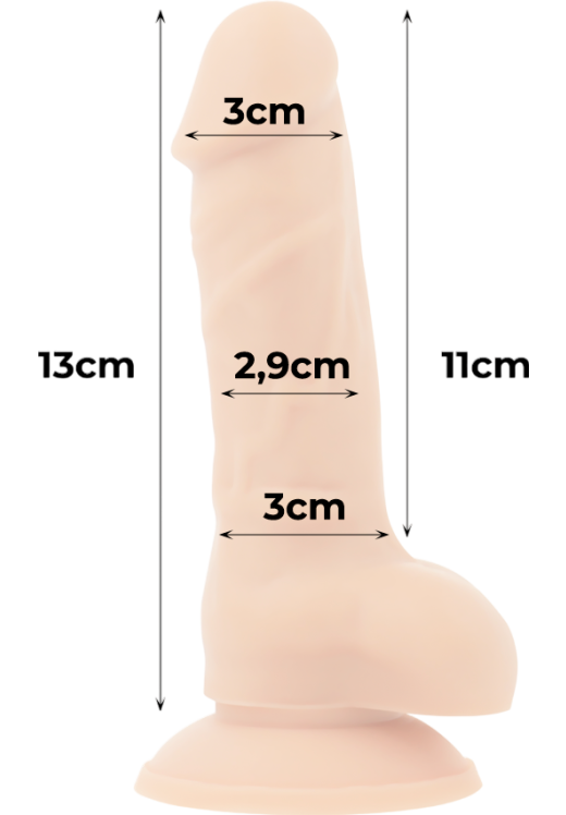 Ομοίωμα πέους από σιλικόνη σε φυσικό χρώμα, μήκους 13 εκ. και μέγιστης διαμέτρου 3 εκ.