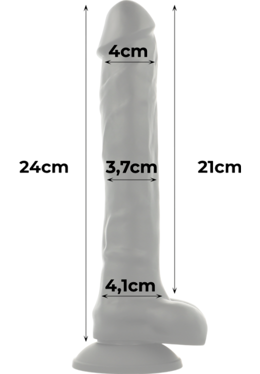 Xl ομοίωμα πέους από σιλικόνη σε μαύρο χρώμα, μήκους 24 εκ. και μέγιστης διαμέτρου 4,1 εκ.