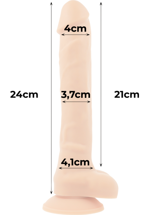Xl ομοίωμα πέους από σιλικόνη σε φυσικό χρώμα, μήκους 24 εκ. και μέγιστης διαμέτρου 4,1 εκ.