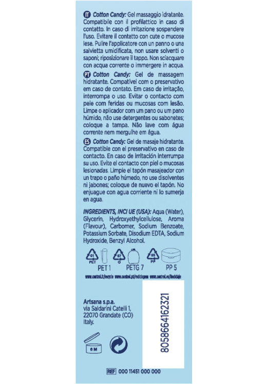 Gel μσσάζ με άρωμα cotton candy σε συσκευασία 200  ml