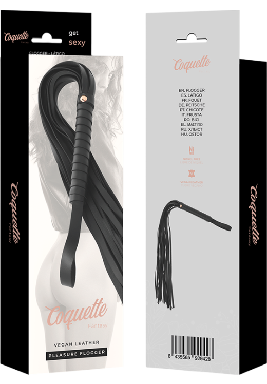 Μαστίγιο από δερματίνη σε μαύρο χρώμα