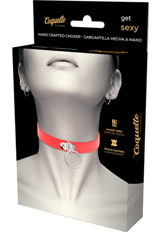 Κολάρο από δερματίνη σε κόκκινο χρώμα