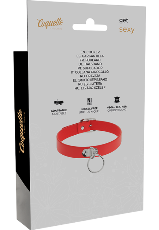 Κολάρο από δερματίνη σε κόκκινο χρώμα