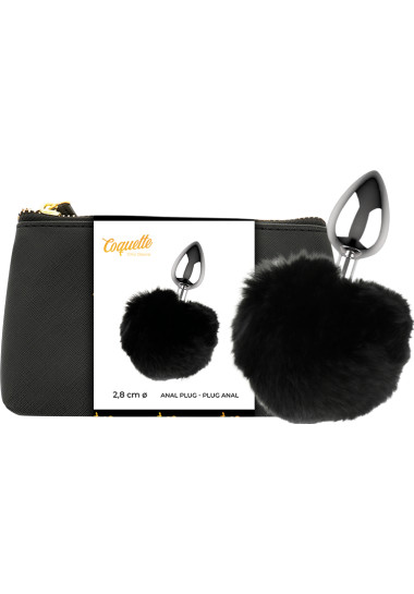 Coquette Toys Anal Plug Metal Size 4,1 cm Μεταλλική σφήνα με ουρά σε μαύρο χρώμα, μήκους 4,1 εκ. και μέγιστης διαμέτρου 2,8 εκ.