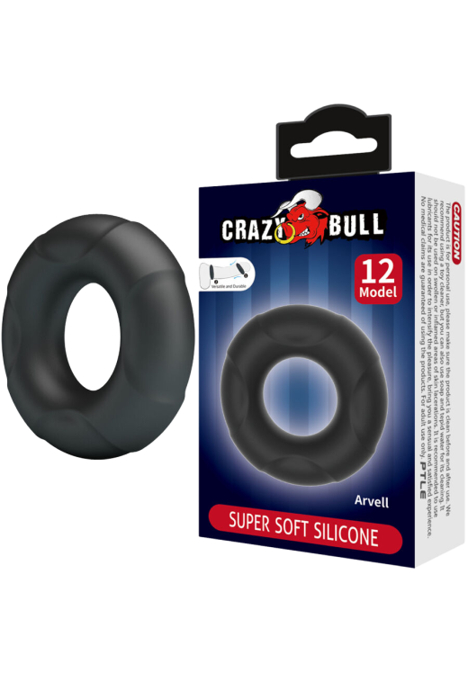 Δαχτυλίδι πέους από σιλικόνη σε μαύρο χρώμα, μήκους 6 εκ. και μέγιστης διαμέτρου 2,8 εκ. (πολύ ελαστικό)