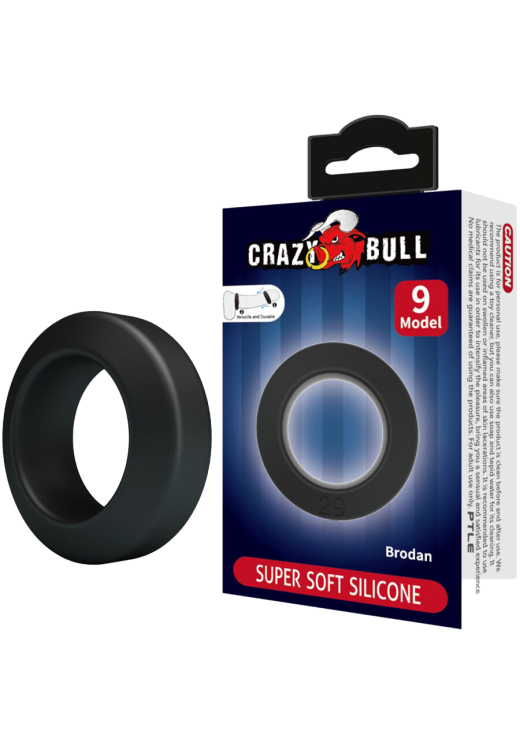 Δαχτυλίδι πέους από σιλικόνη σε μαύρο χρώμα, μήκους 5,5 εκ. και μέγιστης διαμέτρου 3,8 εκ.  (πολύ ελαστικό)