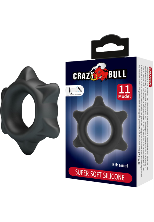 Δαχτυλίδι πέους από σιλικόνη σε μαύρο χρώμα, μήκους 6,5 εκ και μέγιστης διαμέτρου 2,6 εκ. (πολύ ελαστικό)