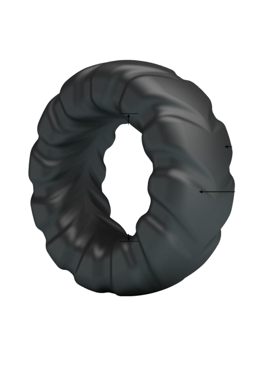 Δαχτυλίδι πέους από σιλικόνη σε μαύρο χρώμα, μήκους 4,5 εκ. και μέγιστης διαμέτρου 2,7 εκ. (πολύ ελαστικό).