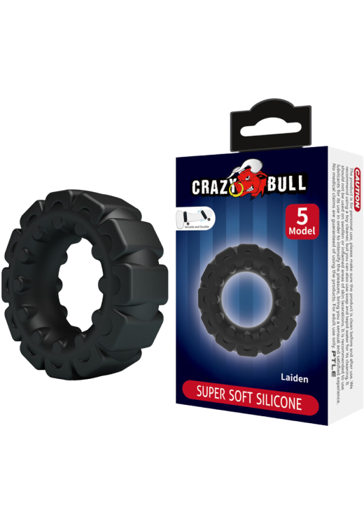 Δαχτυλίδι πέους από σιλικόνη σε μαύρο χρώμα, μήκους 5 εκ. και μέγιστης διαμέτρου 2,8 εκ. (πολύ ελαστικό)